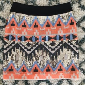 SOLD!!! Beautiful tribal print sequined skirt